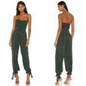 Michael Costello x Revolve Strapless Jumpsuit Snake Print Corset Tied Leg size M